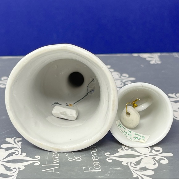 Pair of Porcelain Hand Bells Vintage Cardinal Bird Floral (4”) (2”) - Picture 7 of 8